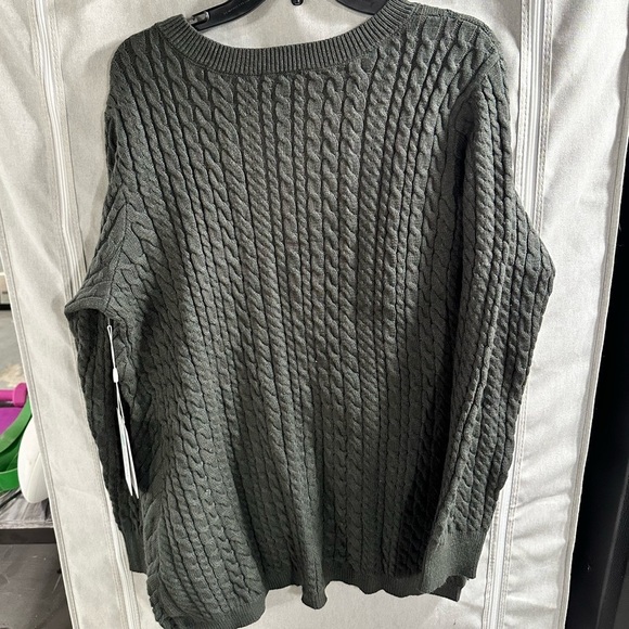 Evolution by Cyrus Aneesa Cable Knit Asymmetric Hem Olive Green Tunic Sweater XL - Picture 7 of 7